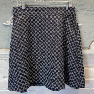 Ann Taylor Navy and White Floral Skirt 10